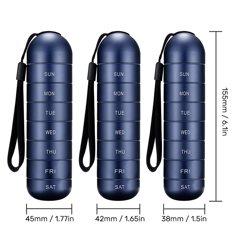 7-Day Aluminum Portable Pill Organizer with Waterproof Design