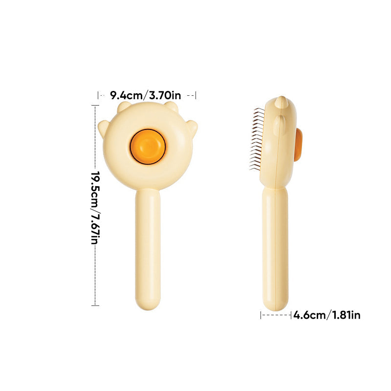 Pet Grooming Brush with Retractable Bristles - Pumpkin Design