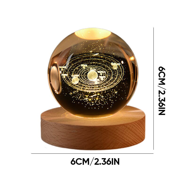 3D Crystal Ball Night Light with Wooden Base