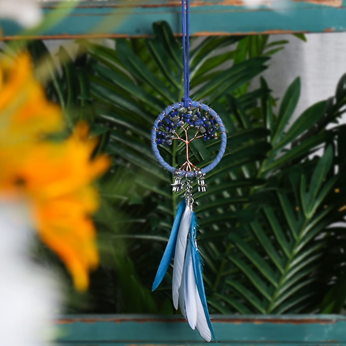 Tree of Life Gemstone Dreamcatcher with Natural Crystals