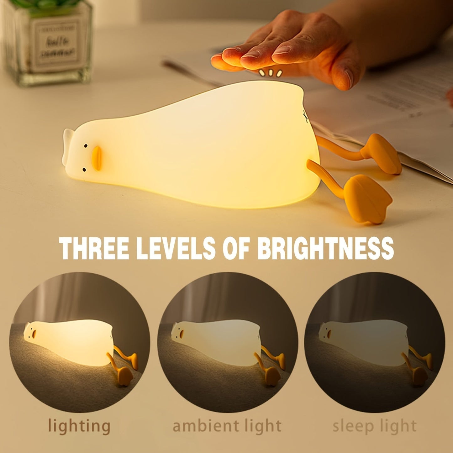 Rechargeable Dimmable Silicone Duck Night Light