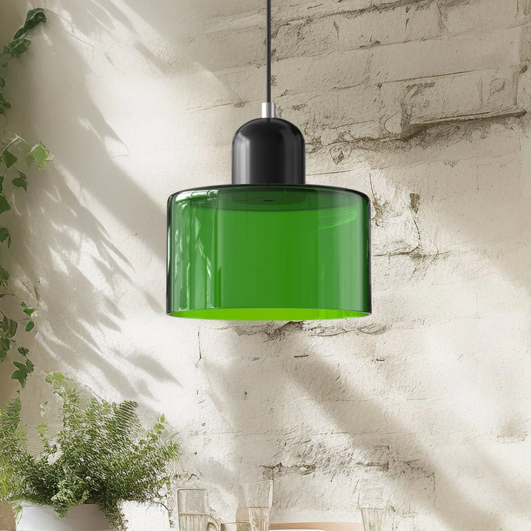 Retro Glass Shade Hanging Lamp with Adjustable Cable