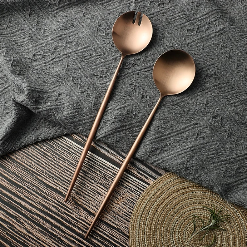 Rose Gold Stainless Steel Salad Serving Utensils Set