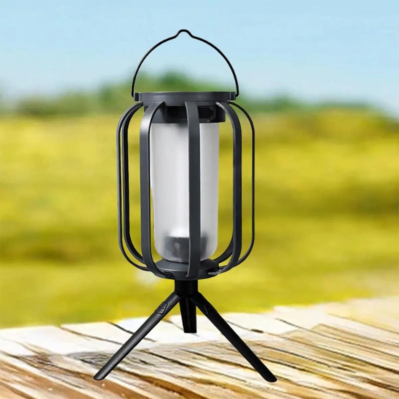 Solar and USB Rechargeable LED Lantern with Flame Effect