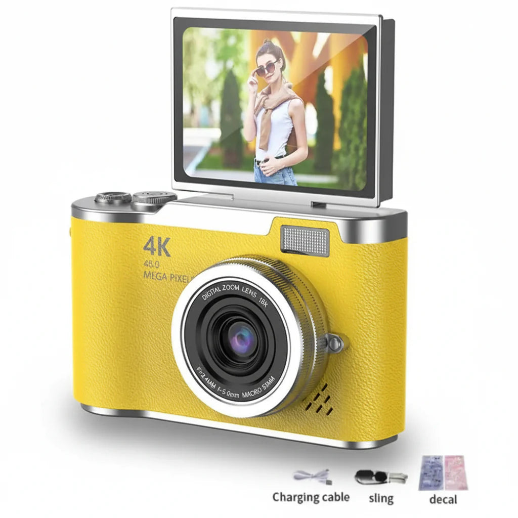 4K Digital Camera with 48MP, Flip Screen, and 8X Zoom