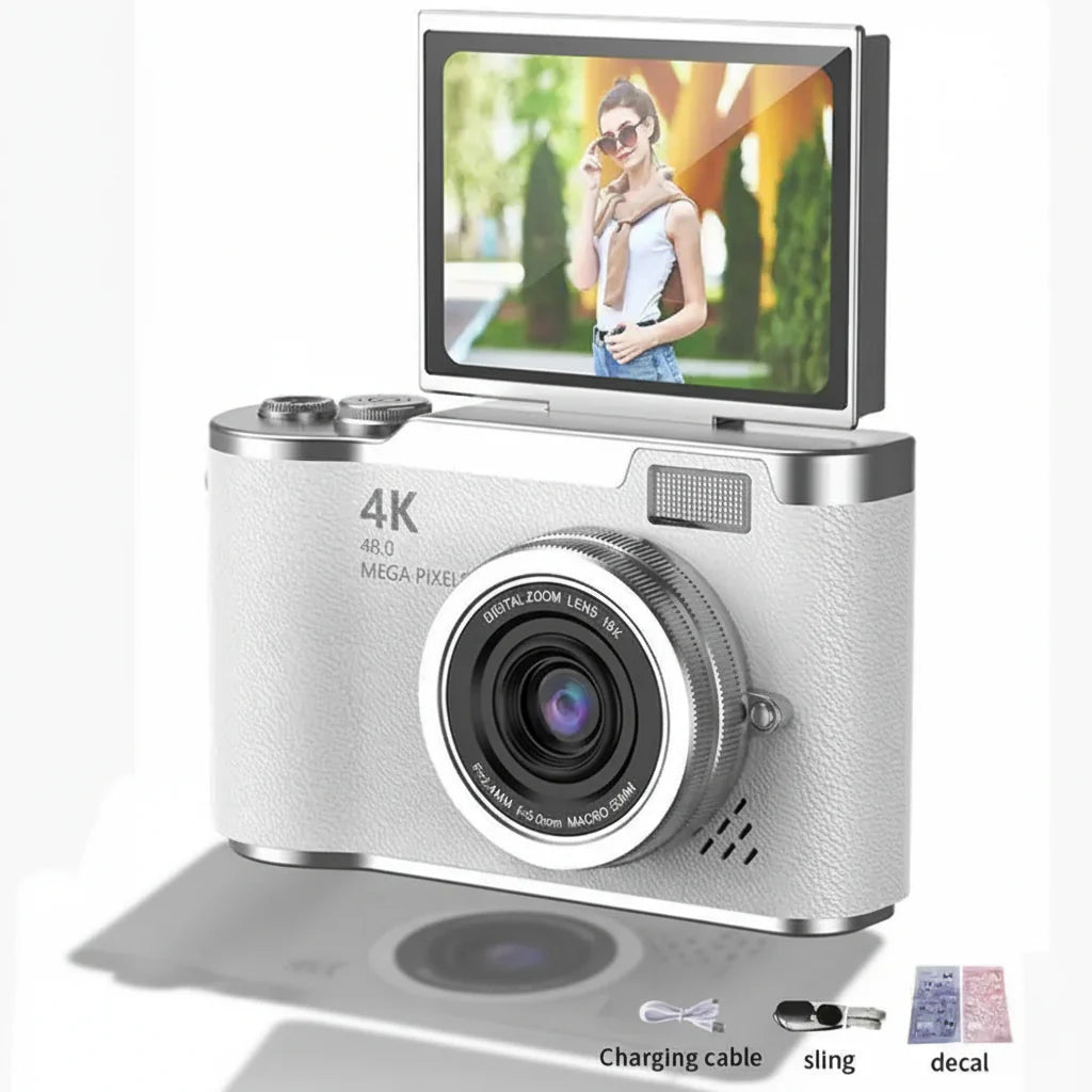 4K Digital Camera with 48MP, Flip Screen, and 8X Zoom