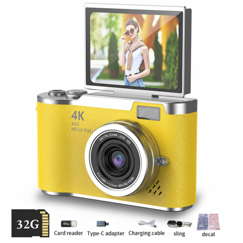 4K Digital Camera with 48MP, Flip Screen, and 8X Zoom