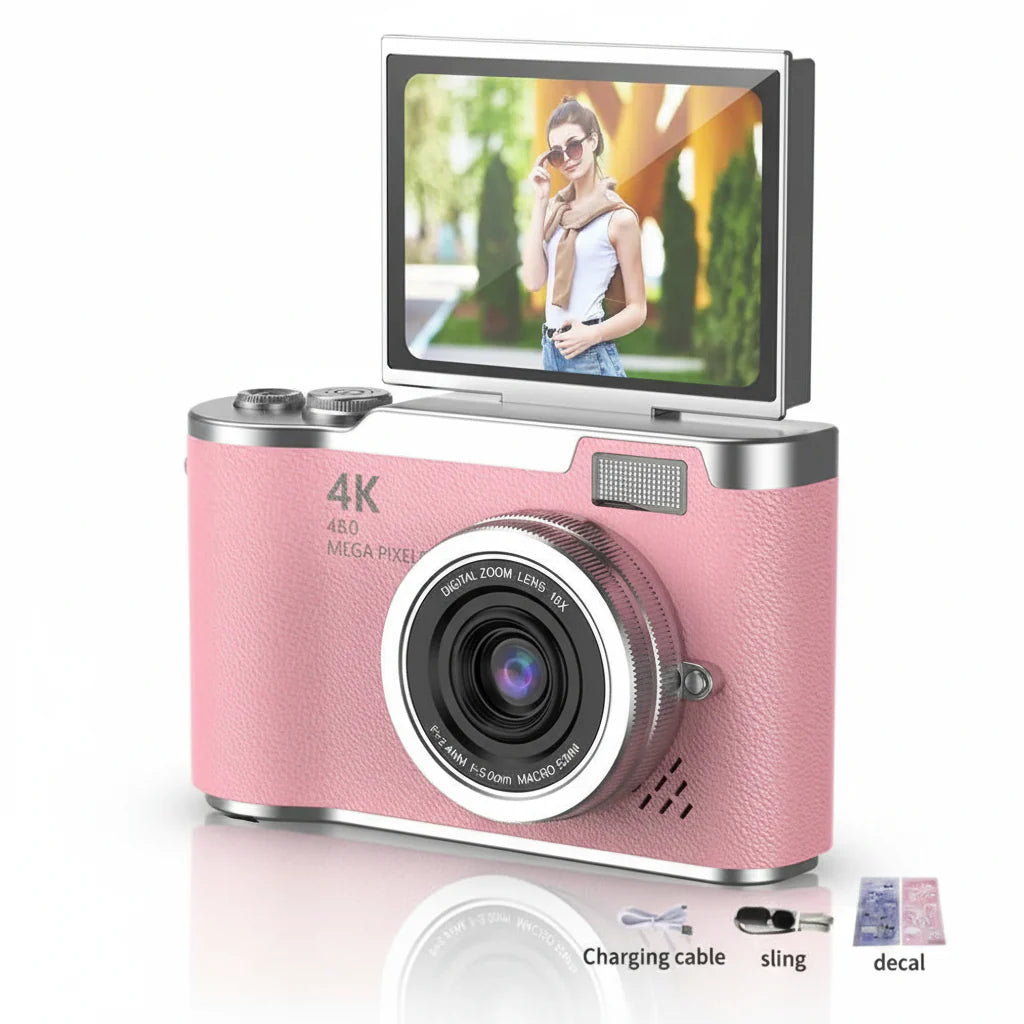 4K Digital Camera with 48MP, Flip Screen, and 8X Zoom
