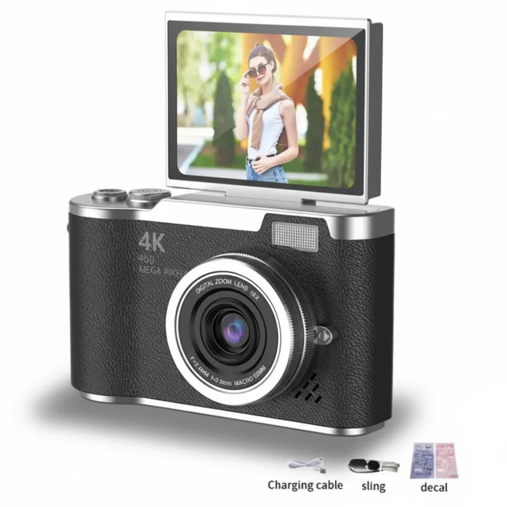 4K Digital Camera with 48MP, Flip Screen, and 8X Zoom