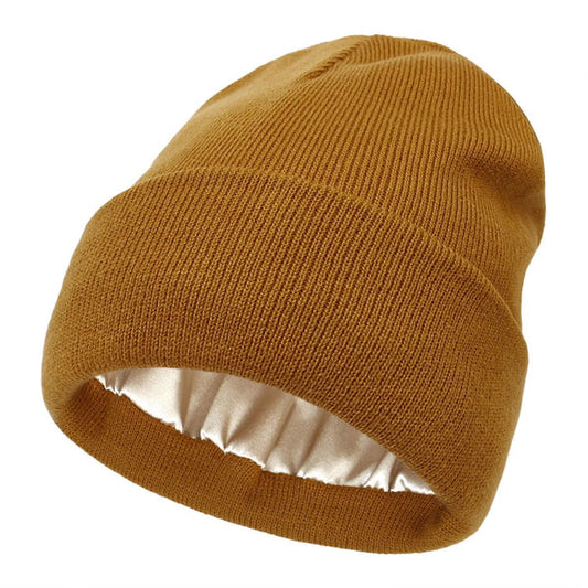 Silk Lined Wool Winter Beanie for Warmth and Hair Protection