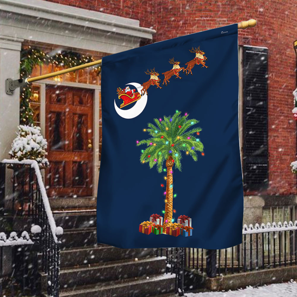 South Carolina Christmas Flag with Santa and Palmetto Tree