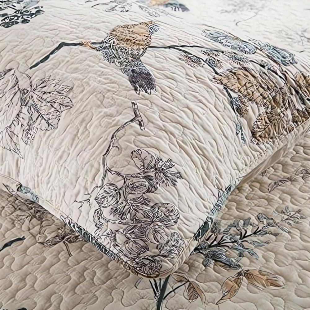 Luxury Floral Print Microfiber Coverlet Set