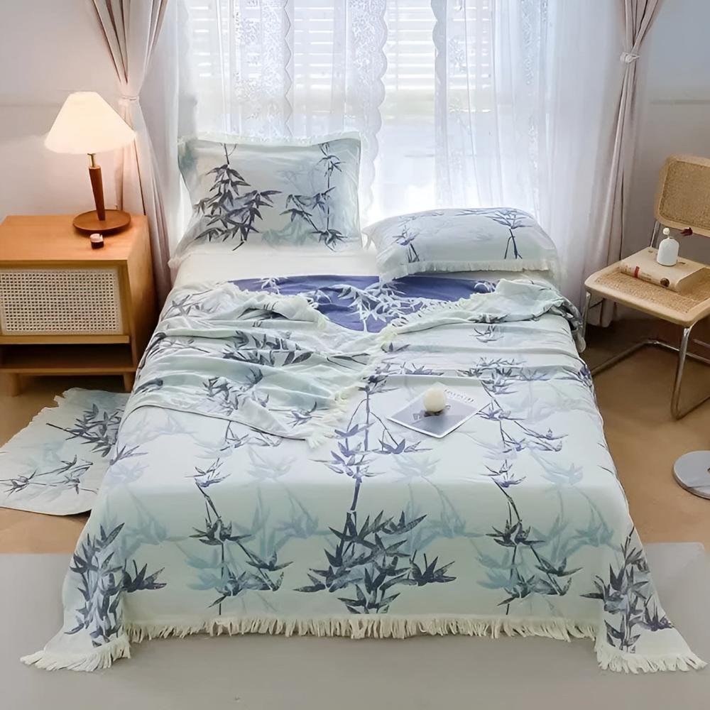 Bamboo Cotton Lightweight Reversible Throw Blanket