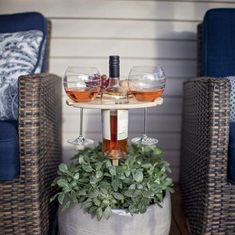 Foldable Birch Plywood Wine Rack Table for Outdoor Picnics