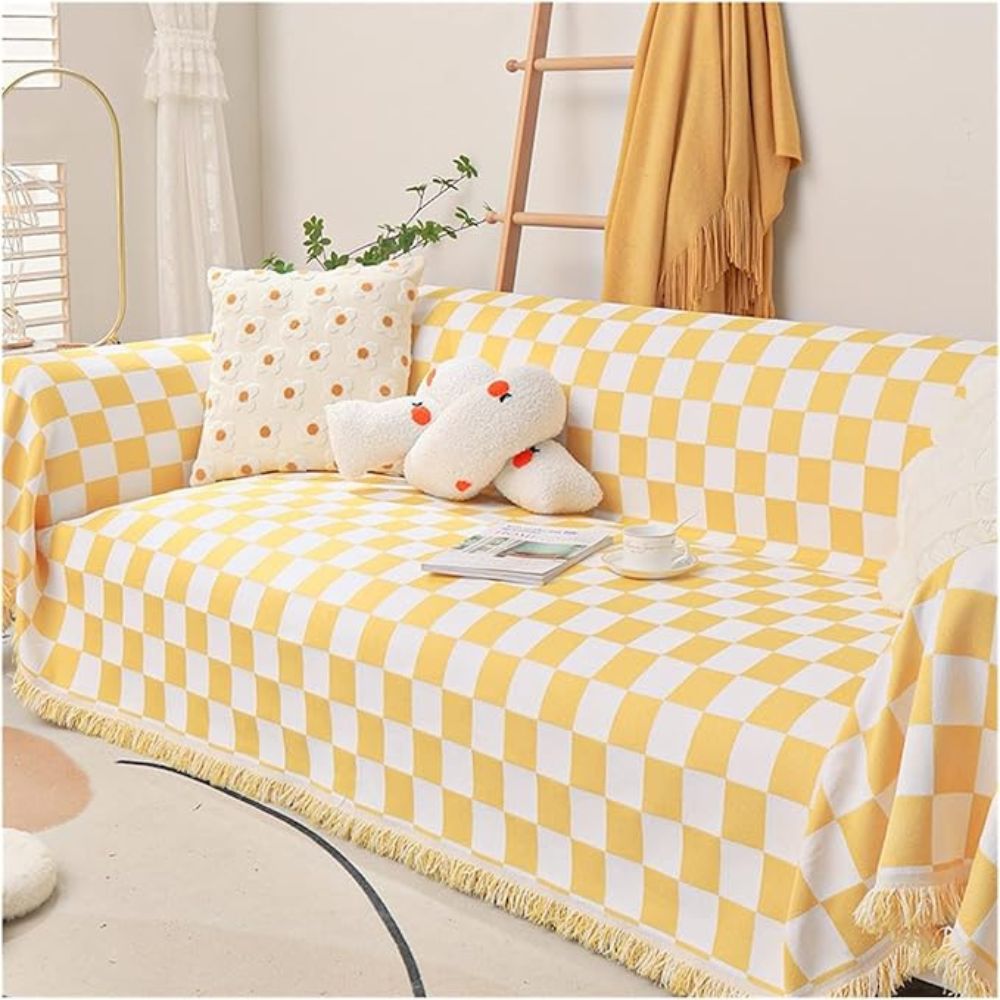 Checkerboard Chenille Anti-Scratch Sofa Cover