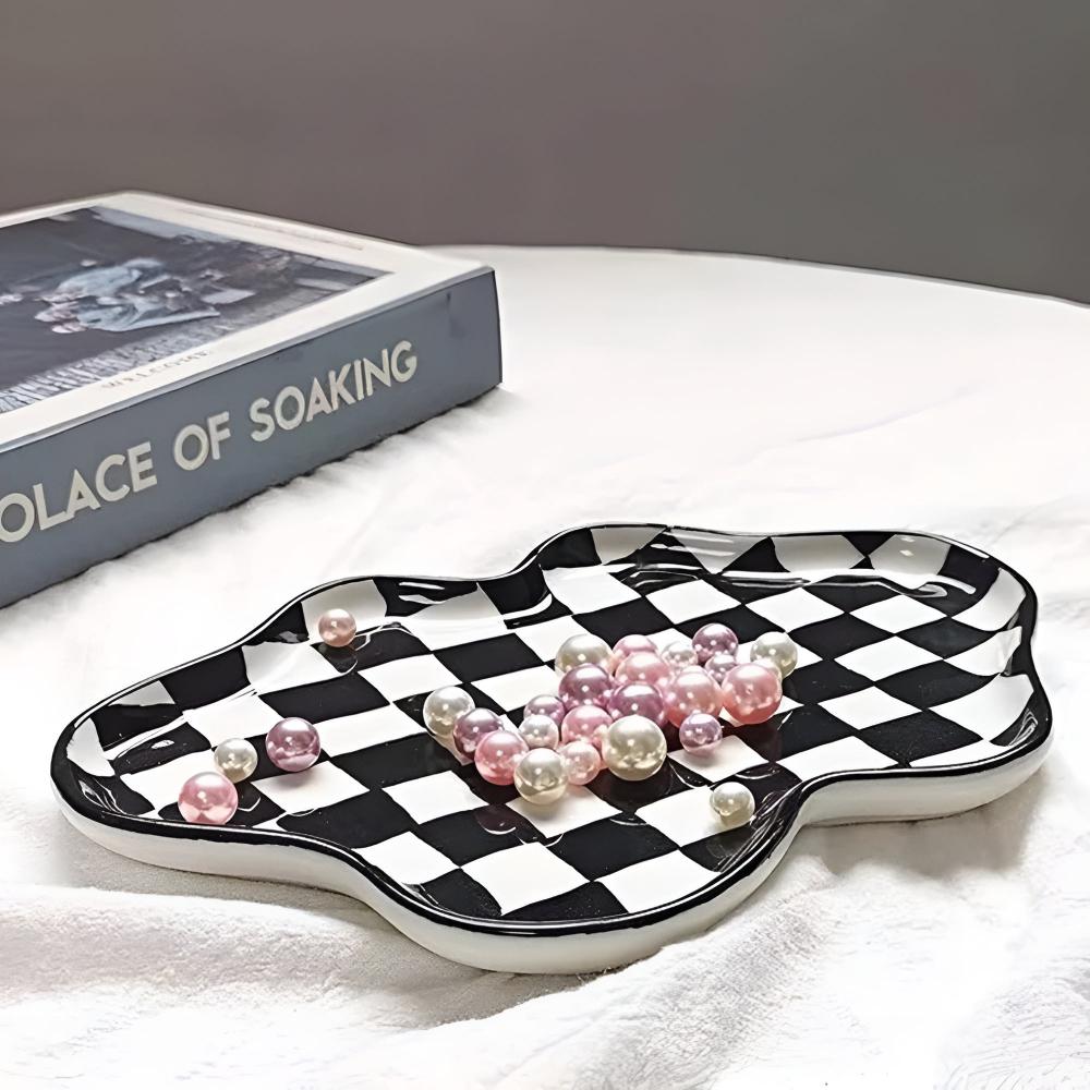 Checkered Ceramic Decorative Plate