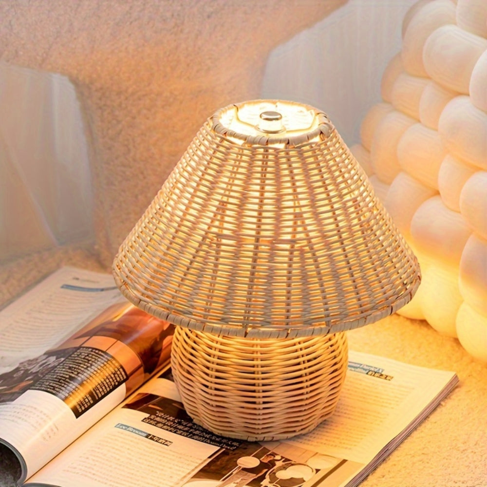 Handcrafted Rattan Table Lamp with Natural Texture