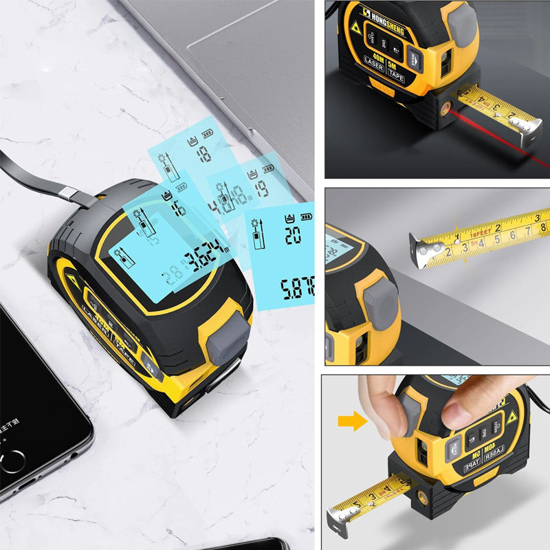 3-in-1 Laser Distance Meter and Tape Measure