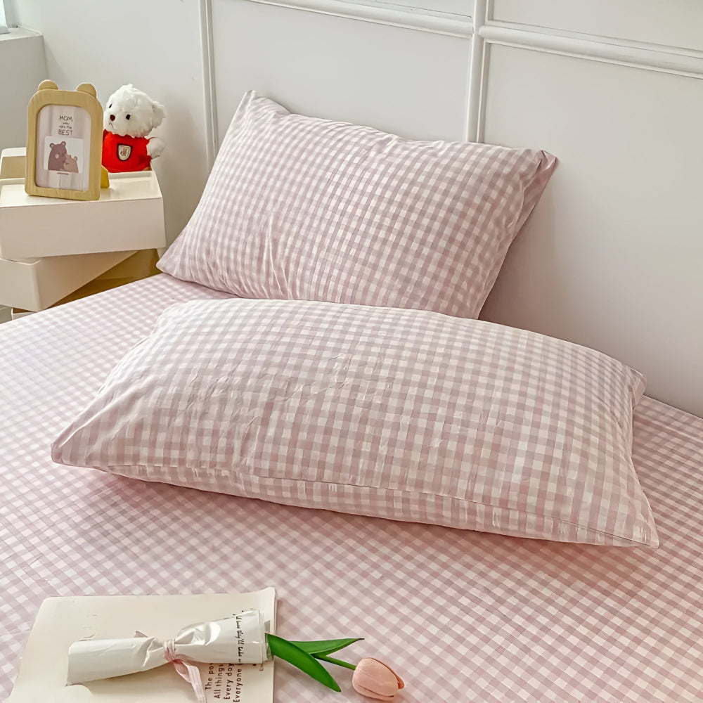 Soft Plaid Microfiber Pillowcases with Envelope Closure