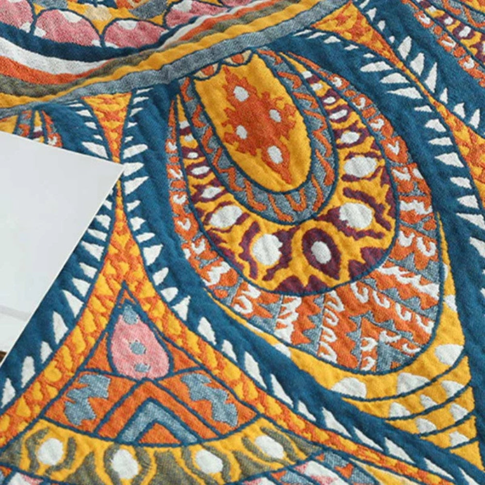 Reversible Bohemian Lotus Cotton Blanket