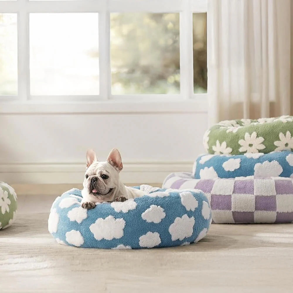 Orthopedic Floral Checkerboard Pet Bed