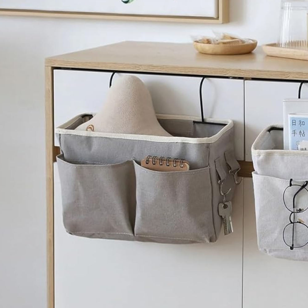 Multi-Pocket Hanging Organizer Bag with Side Hooks