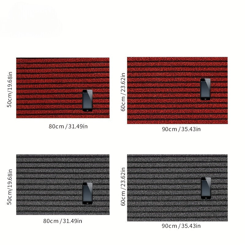 All-Weather Non-Slip Striped Doormat - Stain and Fade Resistant, Low Profile