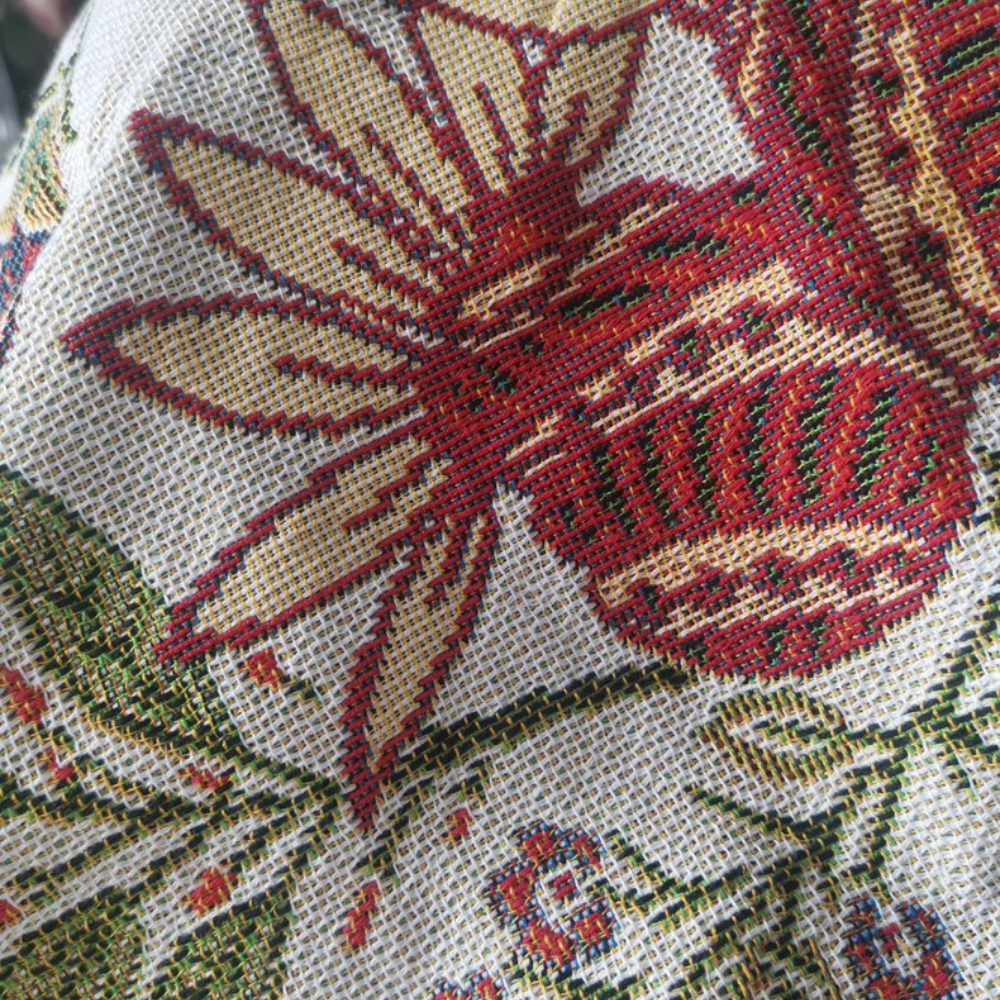 Country Charm Floral Throw Blanket with Rustic Tassels