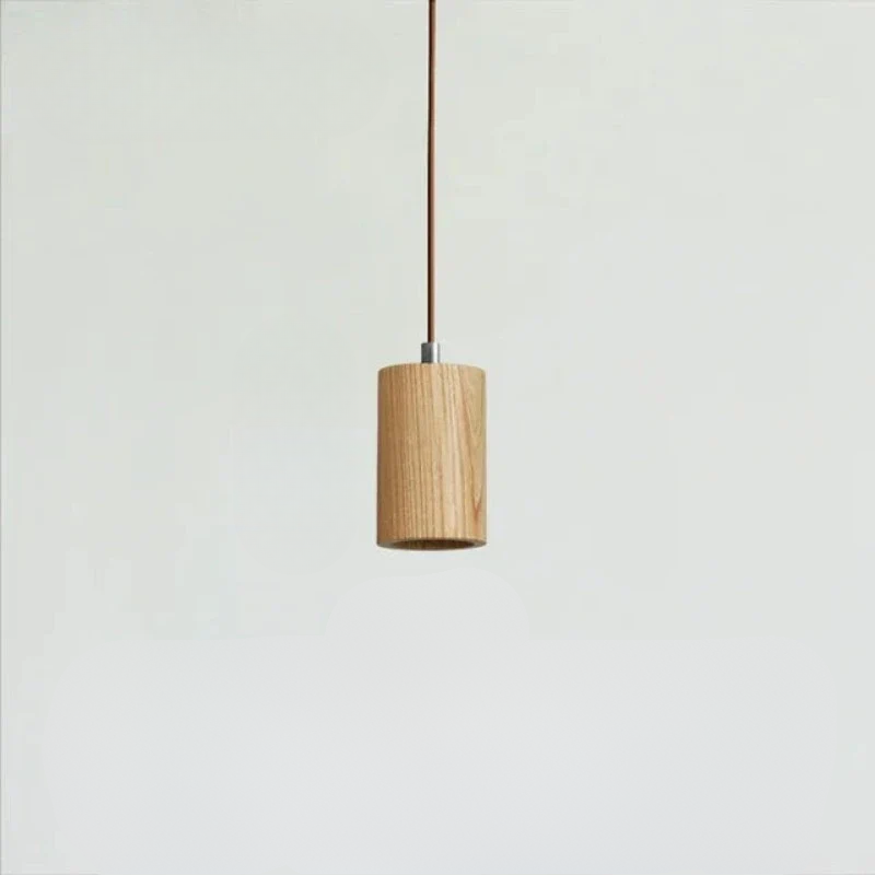 Scandinavian Wood Pendant Lamp with Adjustable Cable