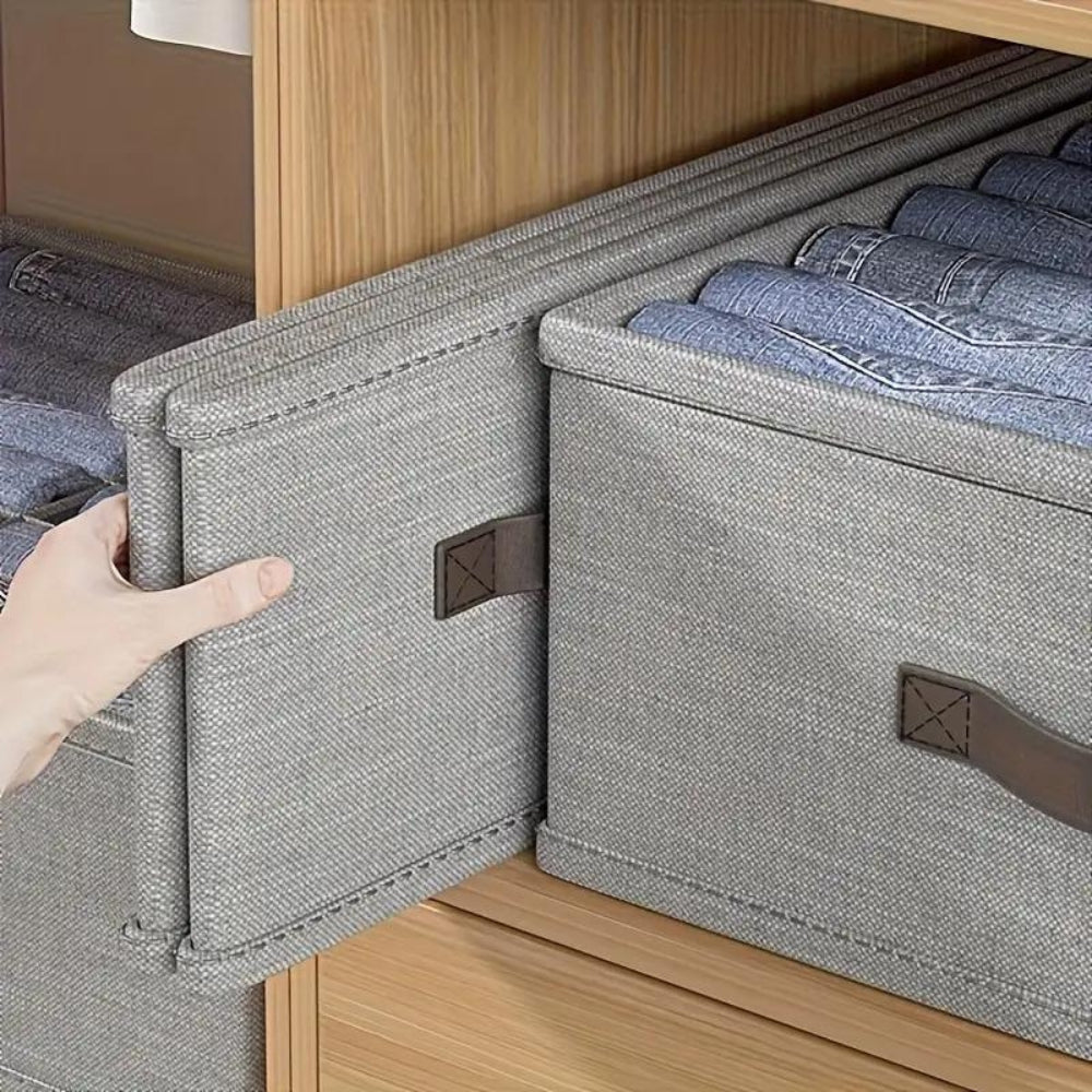 Gray Linen Storage Organizer with 16 Compartments