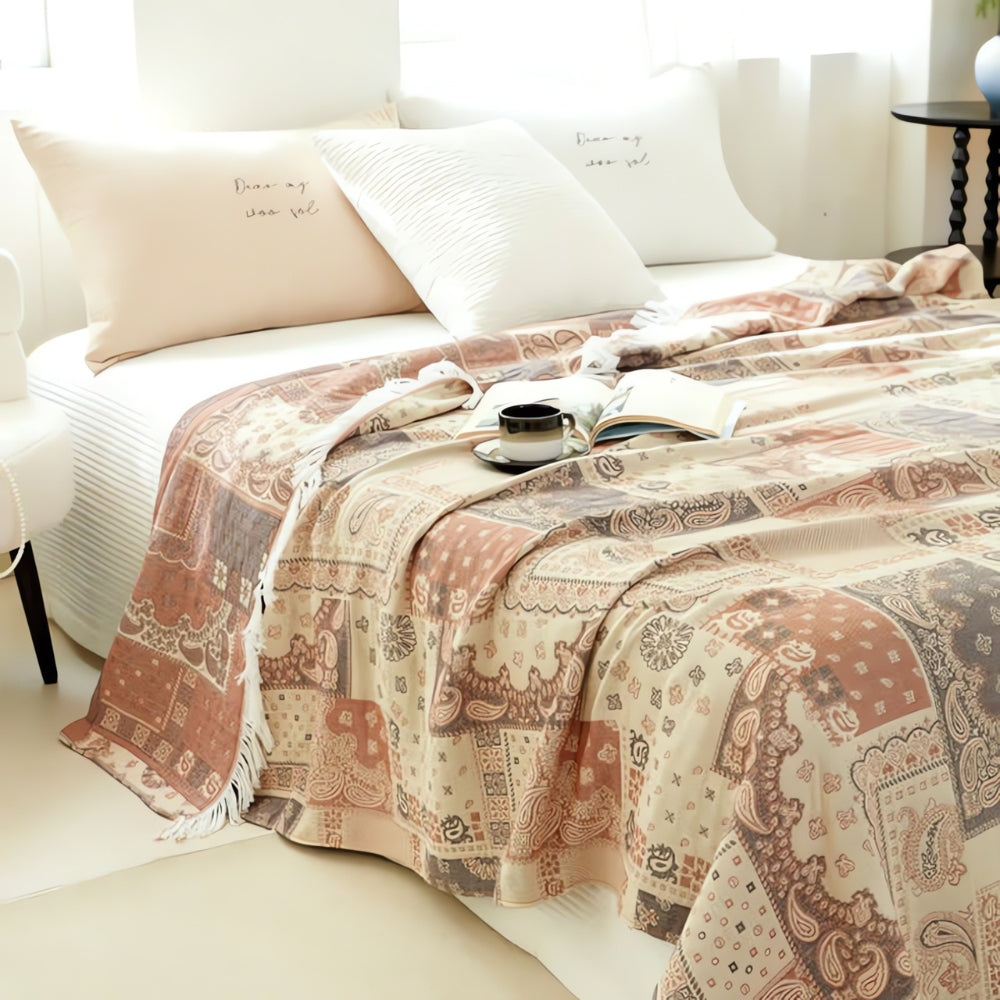 Mosaic Pattern Lightweight Cotton Gauze Blanket