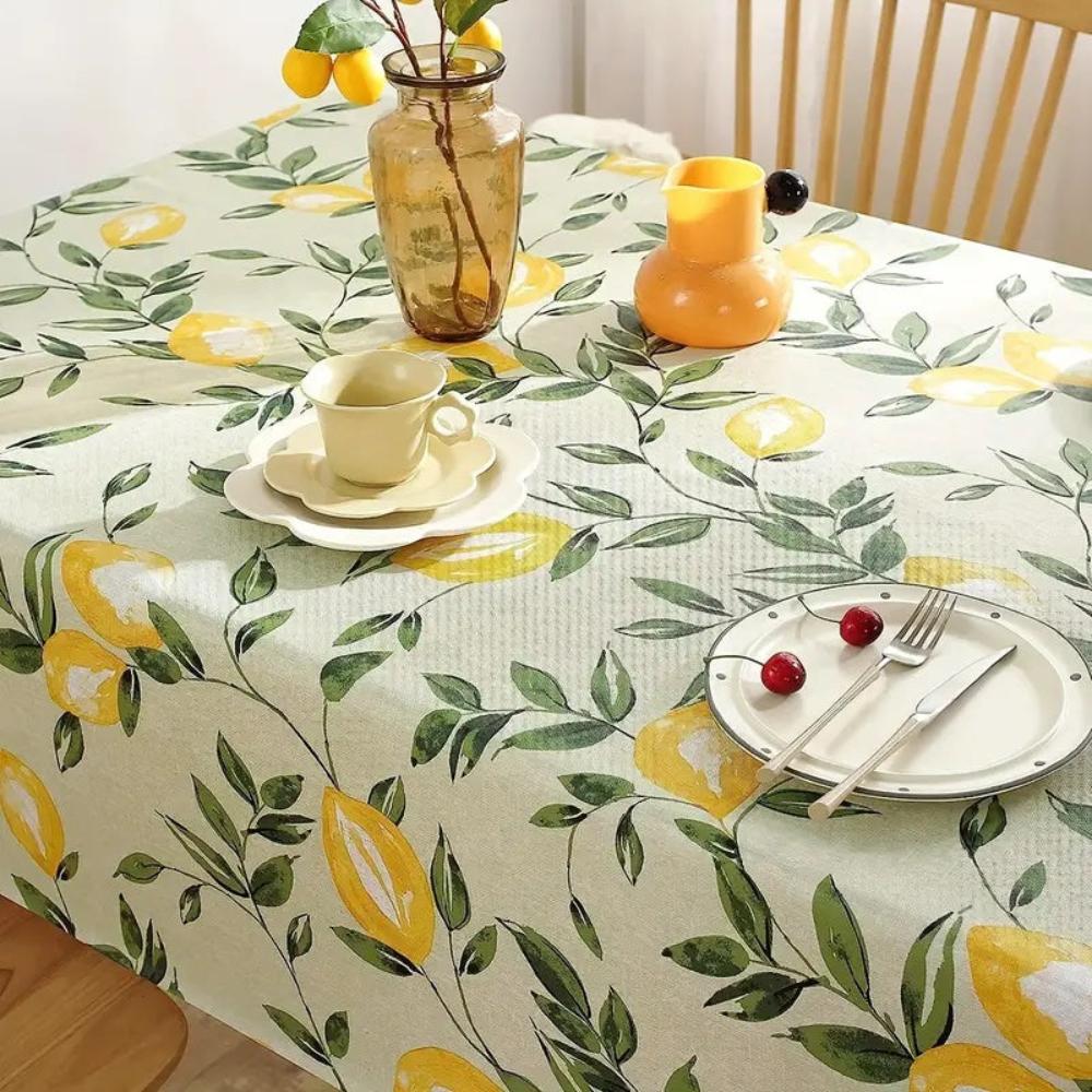 Lemon Leaf PVC Tablecloth for Indoor and Outdoor Use