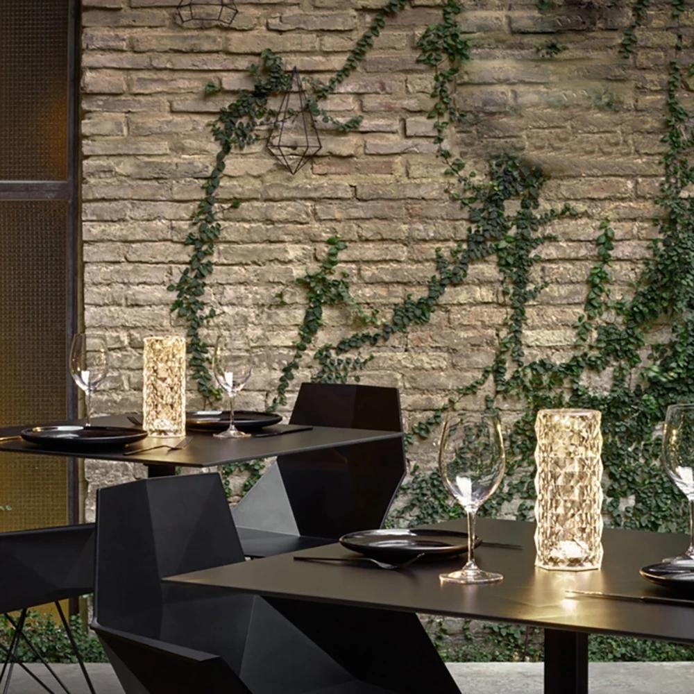 Crystal Touch Table Lamp with Rose-Shaped Silhouette