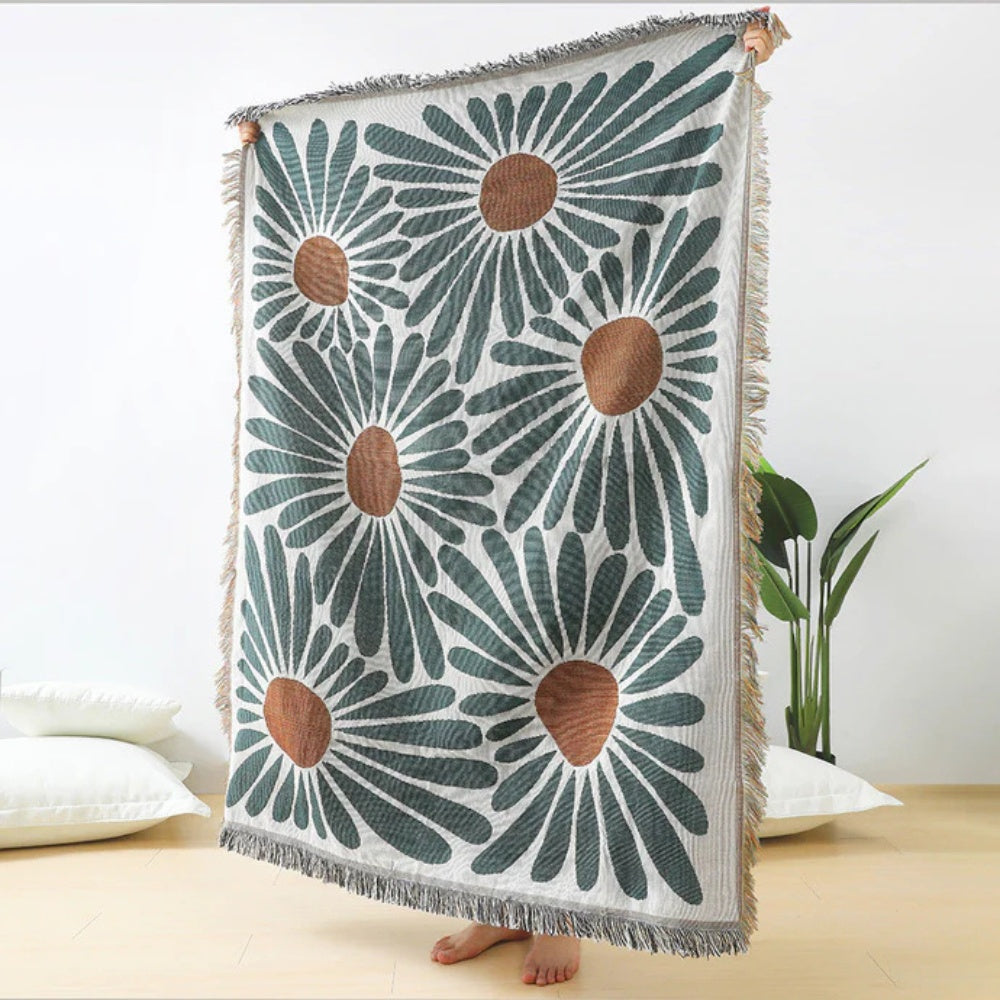 Floral Daisy Cotton Microfiber Throw Blanket
