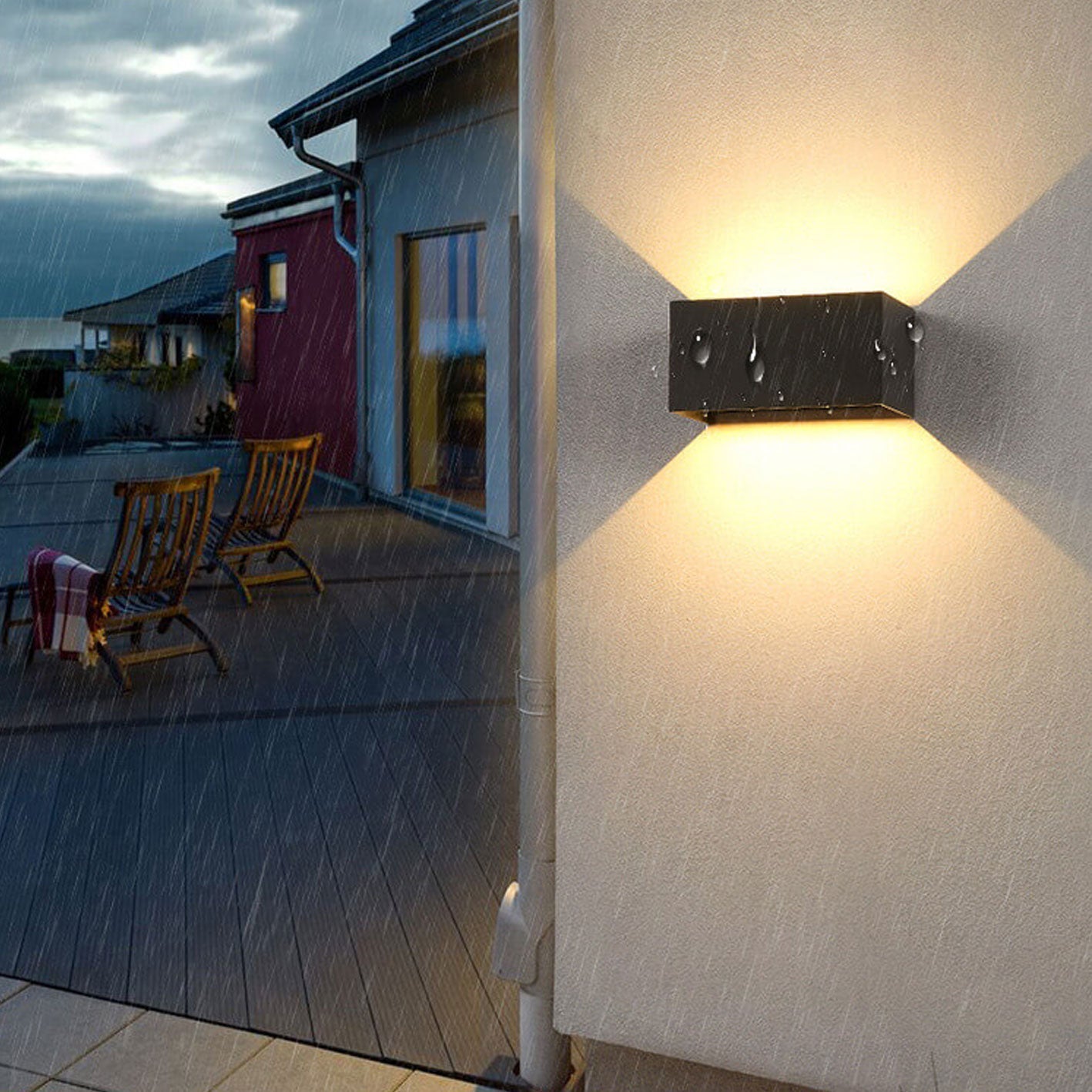 Modern Waterproof Rectangular LED Wall Light for Outdoor Use