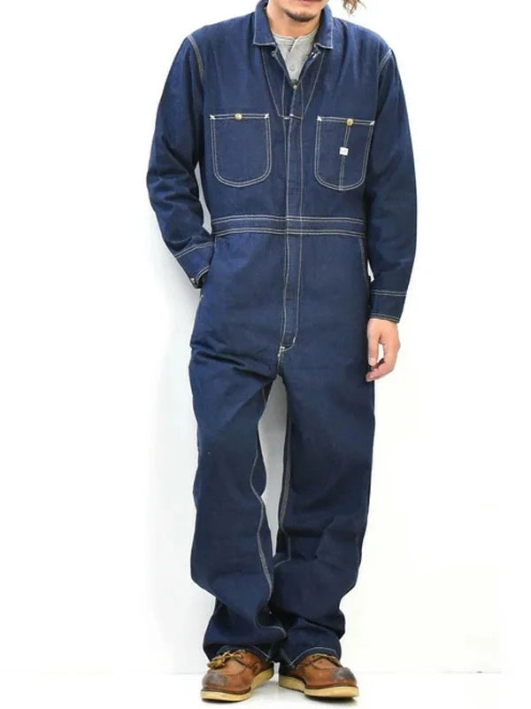 Relaxed Fit 100% Cotton Denim Coveralls with Zip Closure