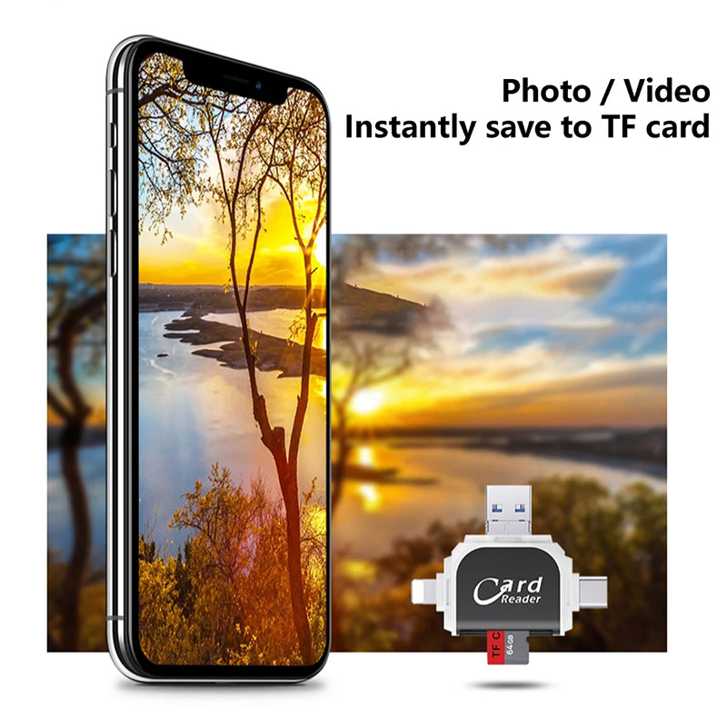 USB C 4 in 1 Memory Card Reader for SD and Micro SD