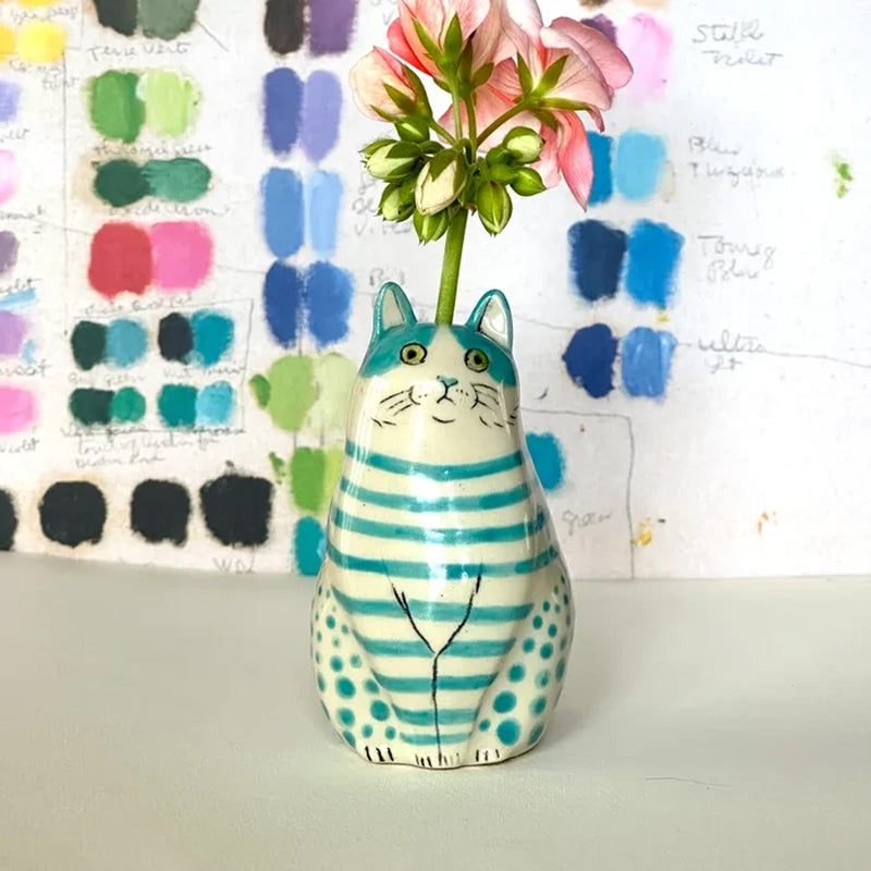 Dotted Cat Ceramic Vase 5.5 Inch