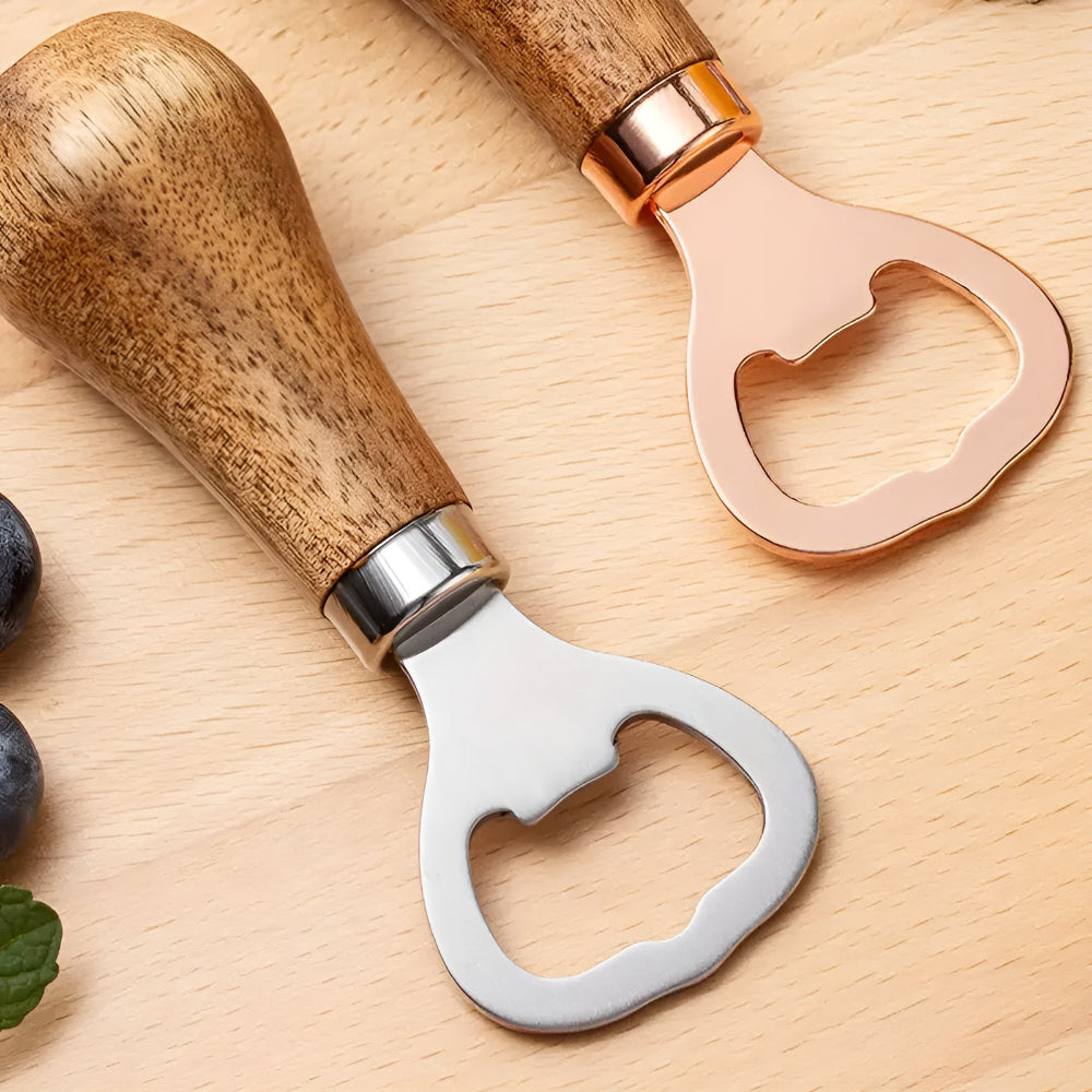 Acacia Wood and Stainless Steel Bottle Opener