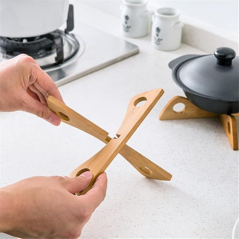Bamboo Pot Stand and Steam Rack with Non-Slip Base