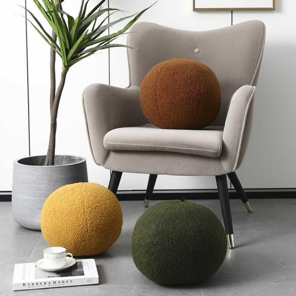 Plush Boucle Ball Cushion 12-Inch