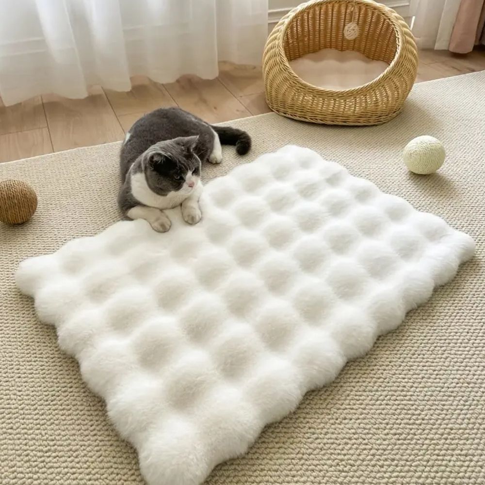 Plush Faux Fur Pet Mat for Cats and Small Dogs