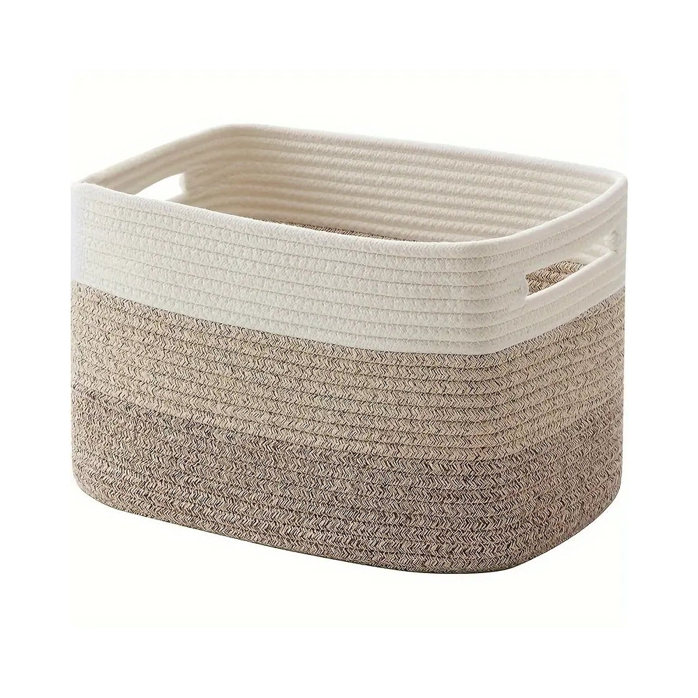 Ombre Woven Cotton Rope Storage Basket with Handles