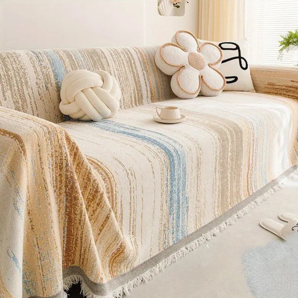Premium Chenille Striped Sofa Cover