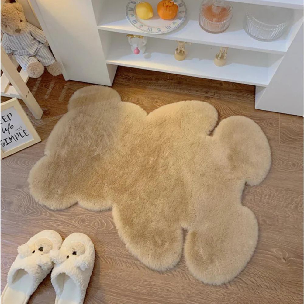 Plush Bear-Shaped Microfiber Area Rug