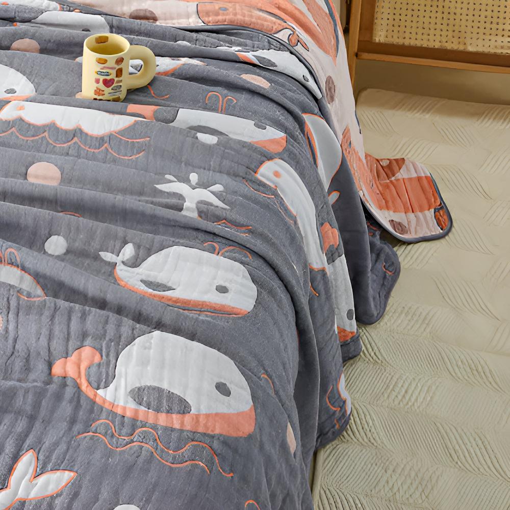 Whale Print Organic Cotton Blanket