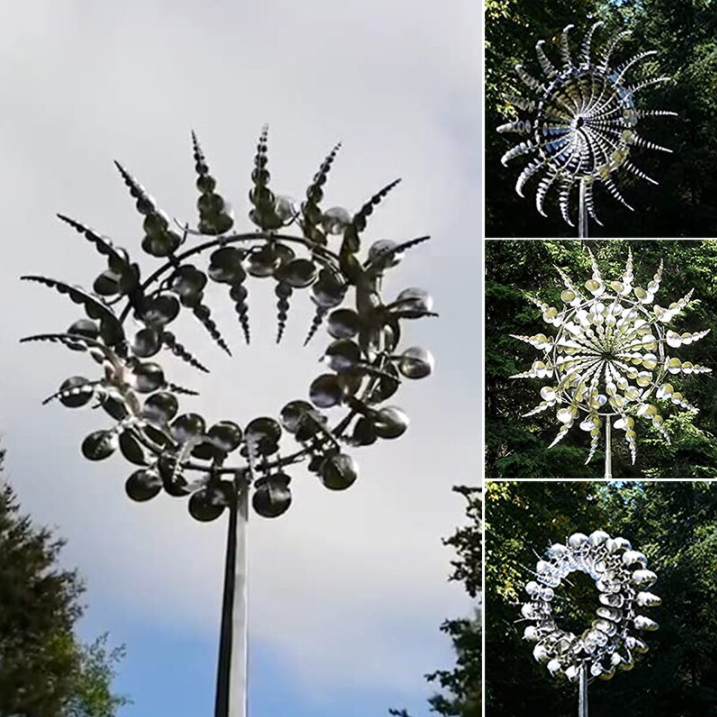 Metal Windmill Garden Decoration with Dual-Wind Movement