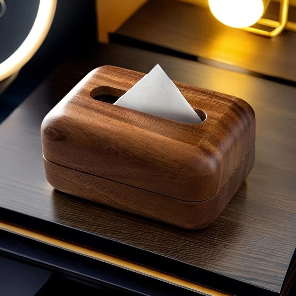 Walnut Wooden Tissue Holder with Magnetic Closure