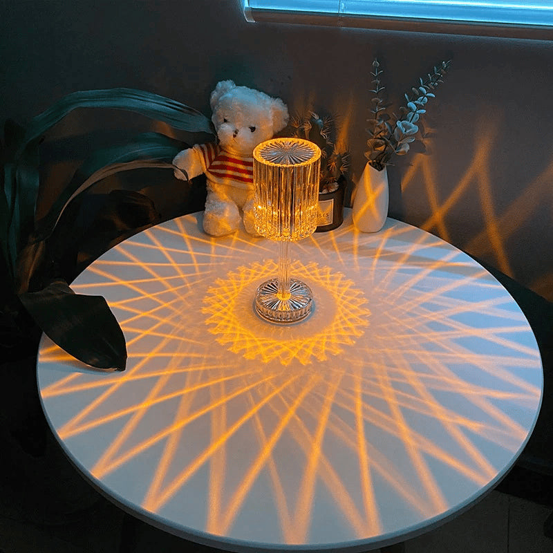 Touch Control Crystal Table Lamp with 3 RGB Colors