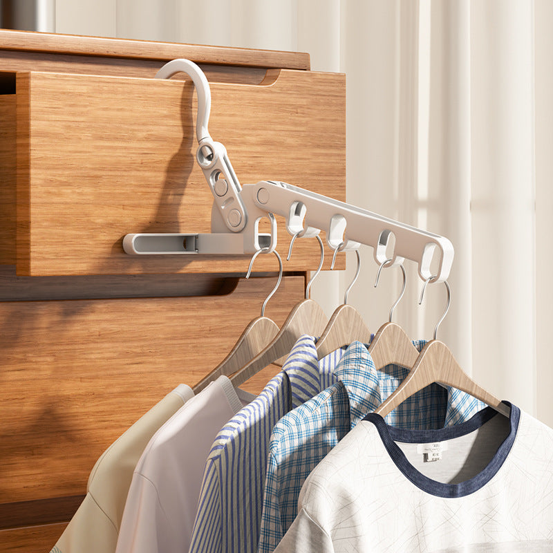 Portable Folding Clothes Hanger with Adjustable Hooks